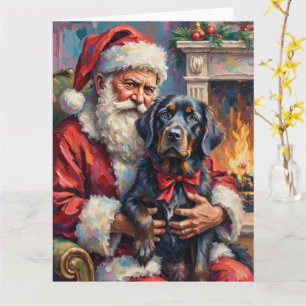 Tarjeta Arte de Navidad de San Nicolás con un Newfoundland
