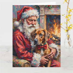 Tarjeta Arte de Navidad de Santa Claus con Gran Danés
