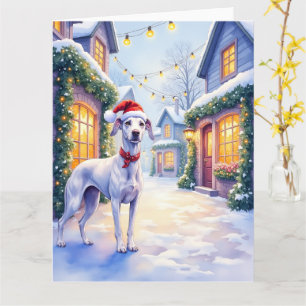 Tarjeta Arte de Navidad Sombrero de Santa Village Nevado G