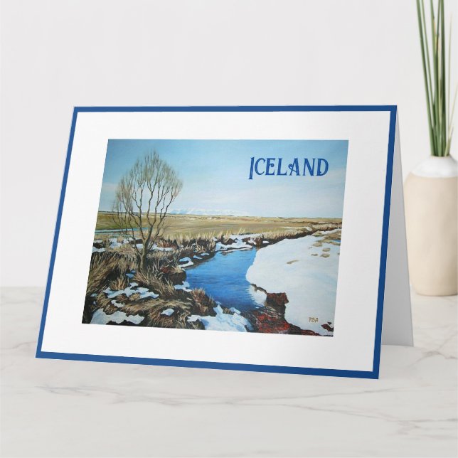 Tarjeta Arte de Navidades paisajistas islandeses por Pola. (Anverso)
