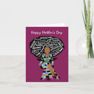 Tarjeta Arte de palabras Dama Afro Día de la Madre Afroame