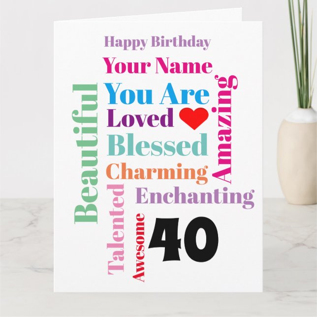 Tarjeta Arte de palabras Feliz Cumpleaños personalizado (Anverso)