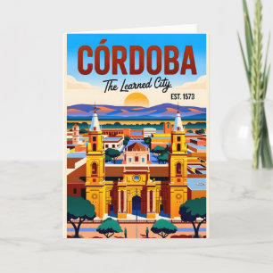 Tarjeta Arte de pared de viaje retro Córdoba Argentina