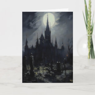 Tarjeta Arte de pared gótico del castillo del cementerio,