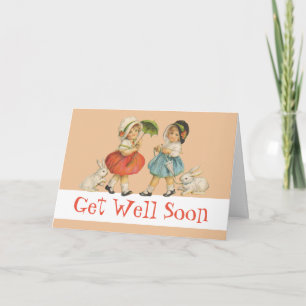 Tarjeta Arte de Pascua Antiguo Conejo Infantil