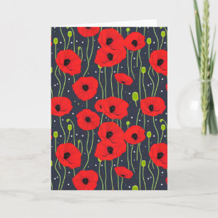 Tarjeta Arte de patrón de amapolas rojas modernas vibrante
