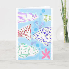 Tarjeta Arte de peces junto al mar