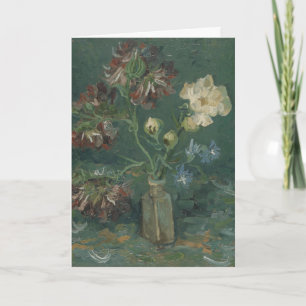 Tarjeta Arte de Peonías y Delfinios Azules de Van Gogh