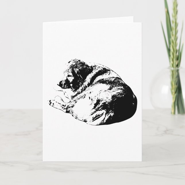 Tarjeta Arte de perro de línea moderna comparte corazón de (Anverso)
