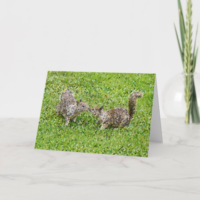 Tarjeta Arte de píxel - Dos ardillas (Anverso)