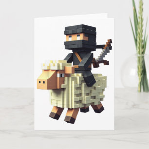 Tarjeta Arte de píxeles de personaje estilo bloque de ninj