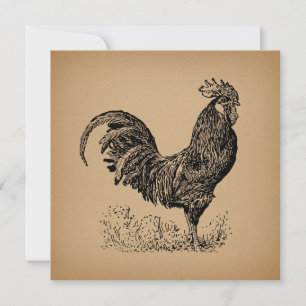Tarjeta Arte de pollo de Ilustracion de época marrón