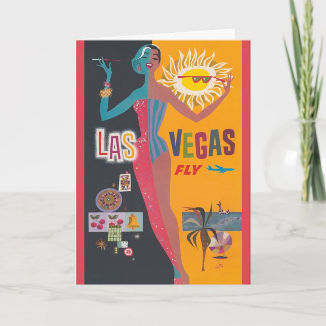 Tarjeta Arte de póster de viajes de apuestas de Las Vegas (Anverso)