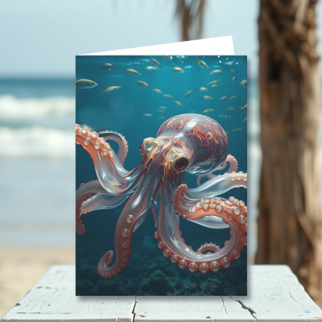 Tarjeta Arte de Pulpo de Vidrio Irisado | Cumpleaños de He (Subido por el creador)