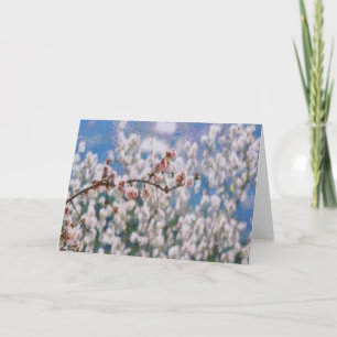 Tarjeta Arte de puntillismo en árbol de almendros en flor