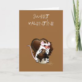 Tarjeta Arte De Ratón Blanco Con Corazón De Chocolate