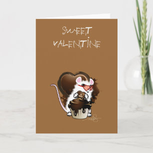 Tarjeta Arte De Ratón Blanco Con Corazón De Chocolate