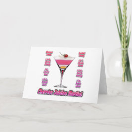 Tarjeta Arte de Receta de Cóctel Martini Cherries Jubilee