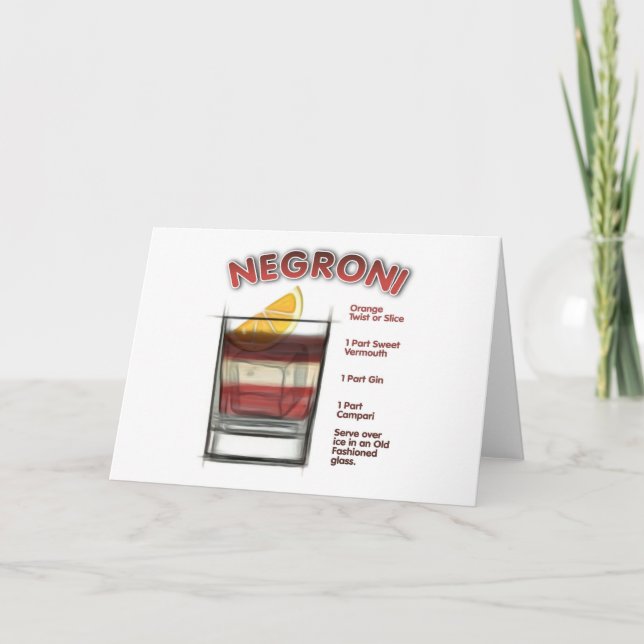 Tarjeta Arte de recetas de cócteles NEGRONI (Anverso)