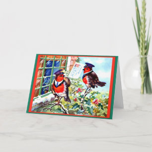 Tarjeta Arte de Robin de Navidad inglés para carteros Pája