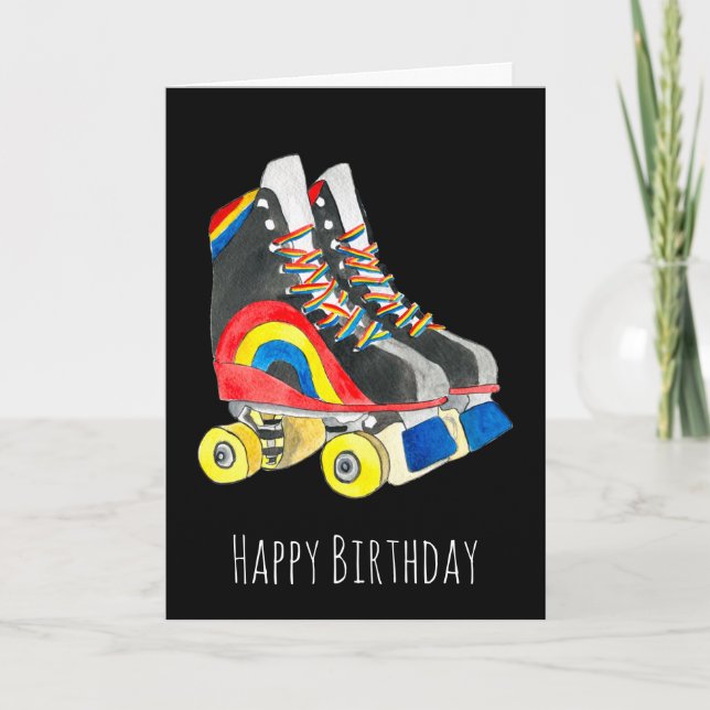 Tarjeta Arte de Rollerskates retro ochenta (Anverso)