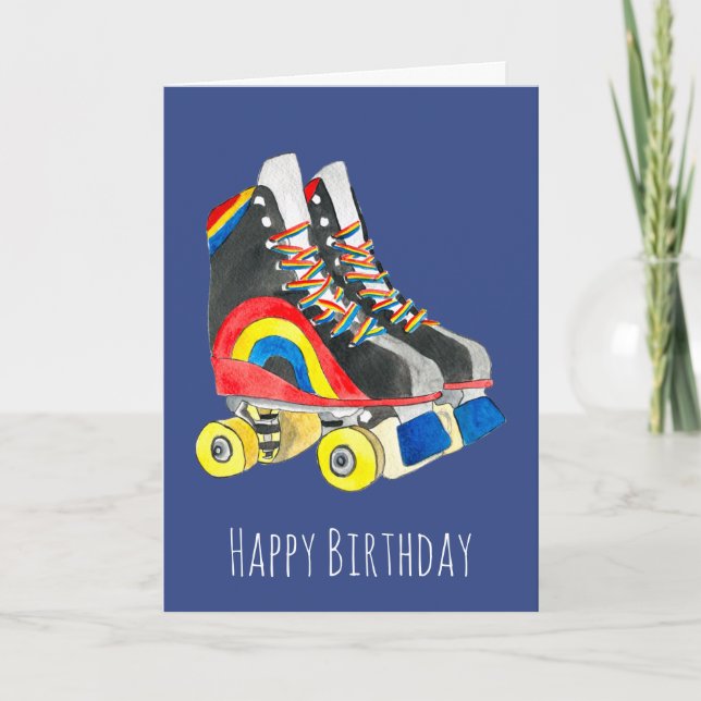 Tarjeta Arte de Rollerskates retro ochenta (Anverso)