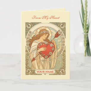Tarjeta Arte de romance vintage Art Nouveau de devoción