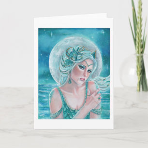Tarjeta Arte de sirena de la diosa Luna de Renee L. Lavoie