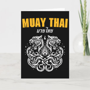 Tarjeta Arte de tatuaje Sak Yant Muay Thai Kickboxin Doble
