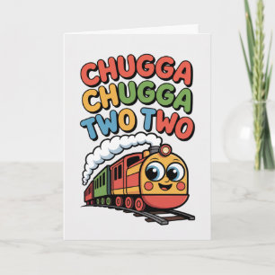 Tarjeta Arte de tren para segundo cumpleaños Chugga Chugga