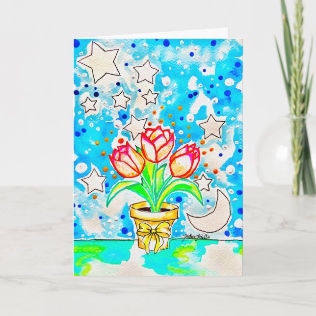 Tarjeta Arte de Tulipanes (Anverso)