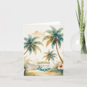 Tarjeta Arte de Viaje de Palmeras de Paisaje Hawái de Esti
