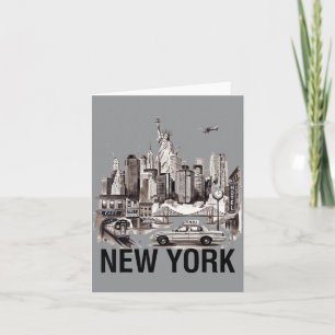 Tarjeta Arte de viaje de vacaciones en Nueva York Nyc Manh