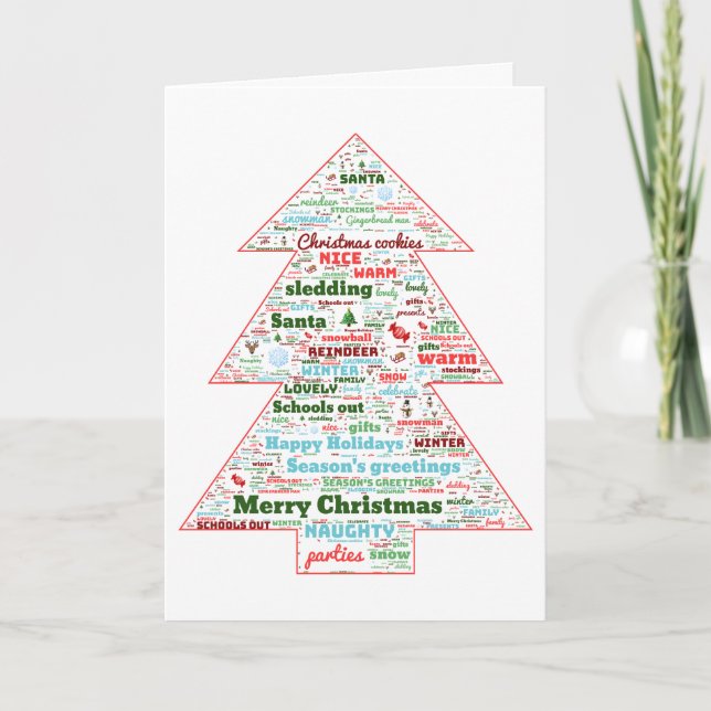 Tarjeta Arte de Word de árbol de navidad de vacaciones per (Anverso)