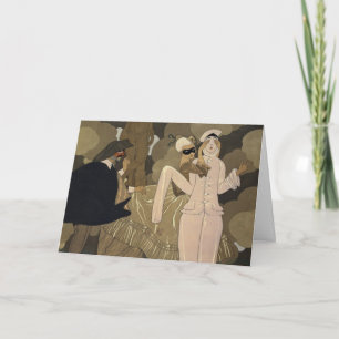 Tarjeta Arte Deco Antiguo, Sorpresa de George Barbier