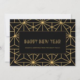 Tarjeta Arte deco Feliz Año Nuevo de la década de 1920