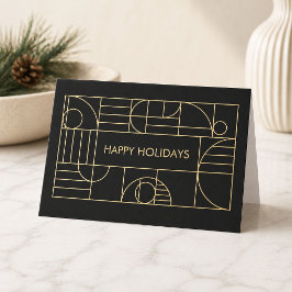 Tarjeta Arte Deco Geométrico Moderno de Navidad en Dorado/