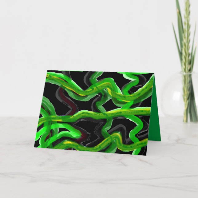 Tarjeta Arte decorativo de colores mezclados verde profund (Anverso)