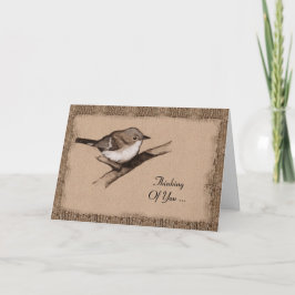 Tarjeta Arte del carbón de leña: Pequeño pájaro: Corteza: