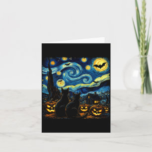 Tarjeta Arte del cielo nocturno Amante del gato negro Hall