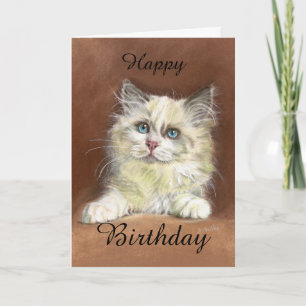 Tarjeta Arte del gatito de Ragdoll del feliz cumpleaños
