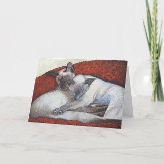 Tarjeta Arte del gato siamés el dormir