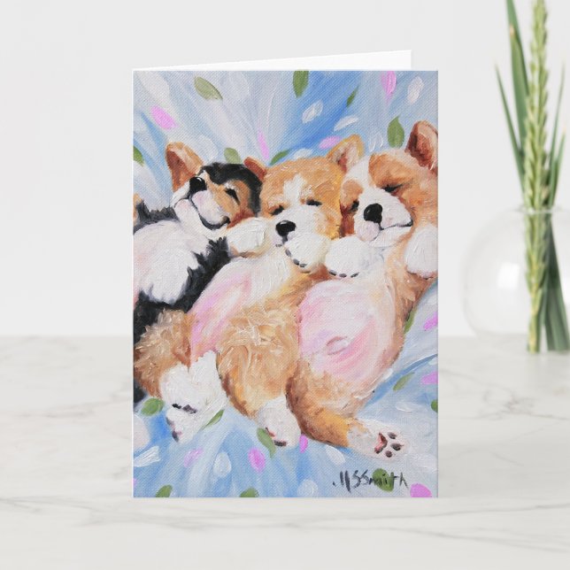 Tarjeta Arte del perrito del perro del Corgi Galés del (Anverso)