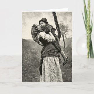 Tarjeta Arte del vintage del beso del niño del hijo de la