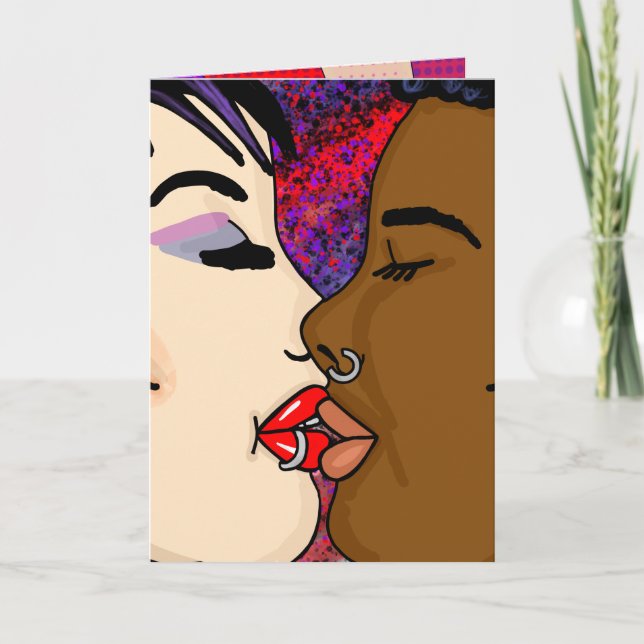 Tarjeta Arte digital | Beso romántico (Anverso)