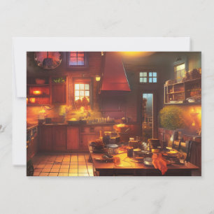 Tarjeta Arte digital de cocina de granja cálida y acogedor