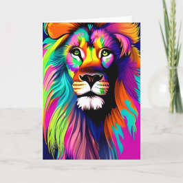 Tarjeta Arte digital de león colorido