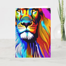 Tarjeta Arte digital de leones colorido | Cumpleaños