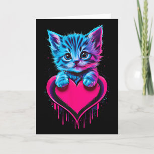 Tarjeta Arte divertido de gato gatito con luz negra y efec