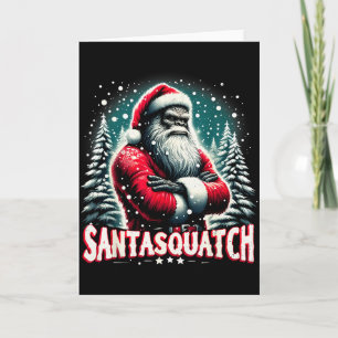 Tarjeta Arte divertido de Navidad de Santa Sasquatch Bigfo